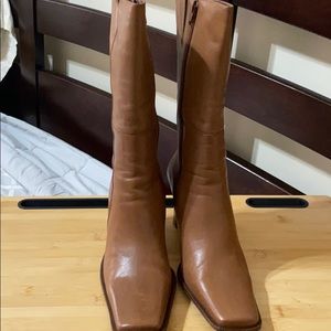 Brown leather boots
